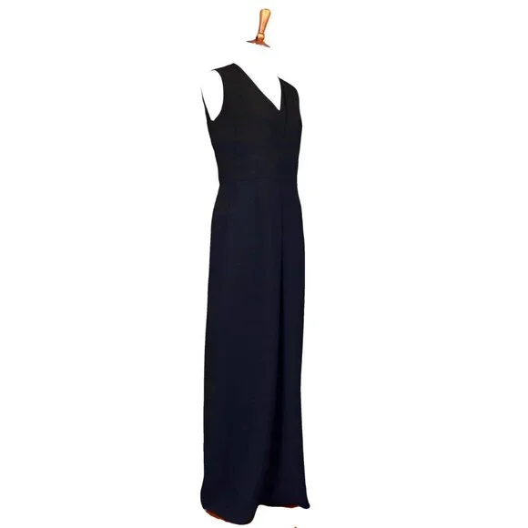 Vince 10 Black Double-V Neck Sleeveless Wide Leg Culotte Jumpsuit with Pockets - Picture 14 of 16